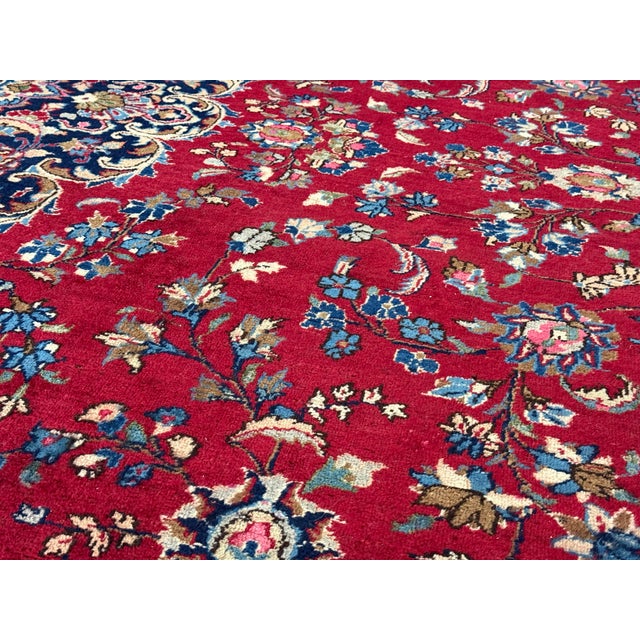 11ft 4 in × 15ft 6 in Persian Kashan Handmade Wool Rug For Sale - Image 10 of 12