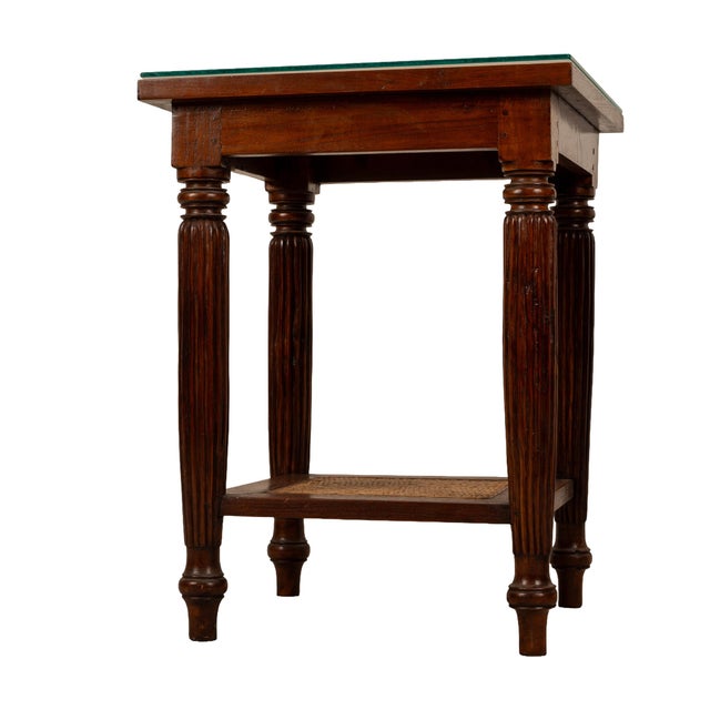 Wood 1980s Bauer International Wood & Woven Cane Side Tables With Glass Tops - A Pair For Sale - Image 7 of 12