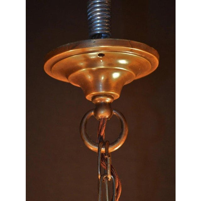 Mid-Century Modern Four-Light Bronze Chandelier with Holophane Prismatic Glass Shades, 1950s For Sale - Image 16 of 18