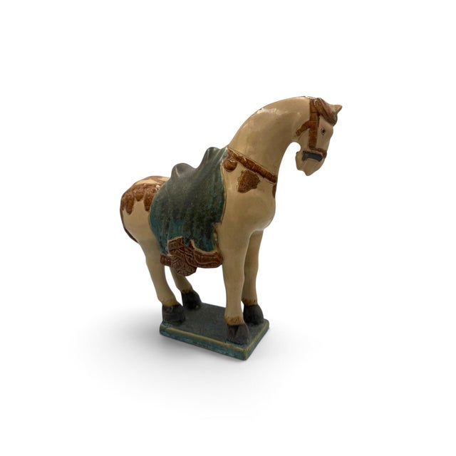 Set of Three Chinese Tang-Style Glazed Ceramic Horse Figures For Sale - Image 13 of 15