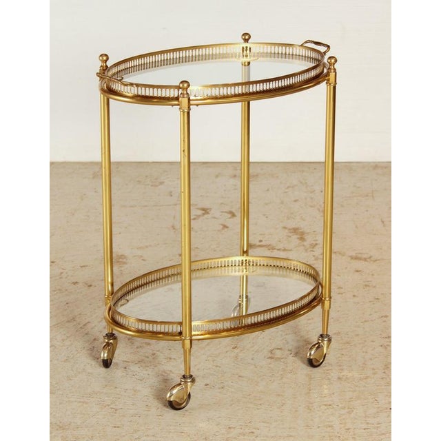 Mid-Century Modern French Brass and Glass Bar Cart, 1950s For Sale - Image 10 of 10