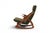 An extraordinary 1950s Danish atomic-age highback rocking chair in solid teak. The dramatically tall back, bold teak...