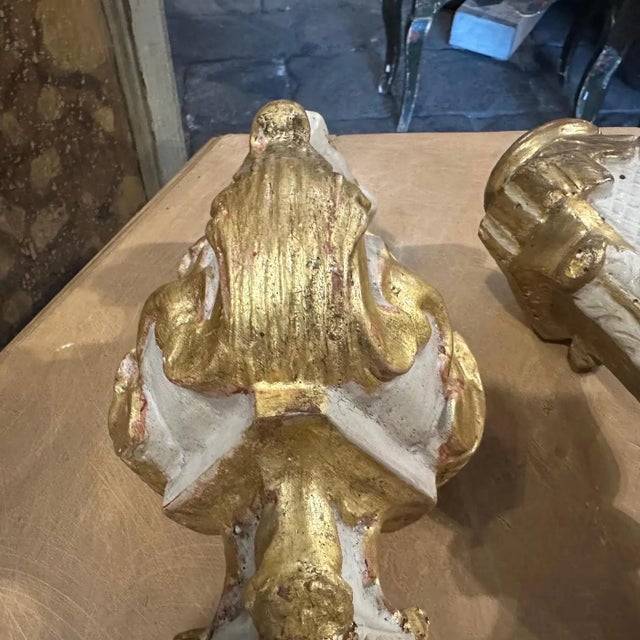 Mid 18th Century Two Louis XV White Lacquered and Gilded Wood Sicilian Palm Holders For Sale - Image 11 of 15