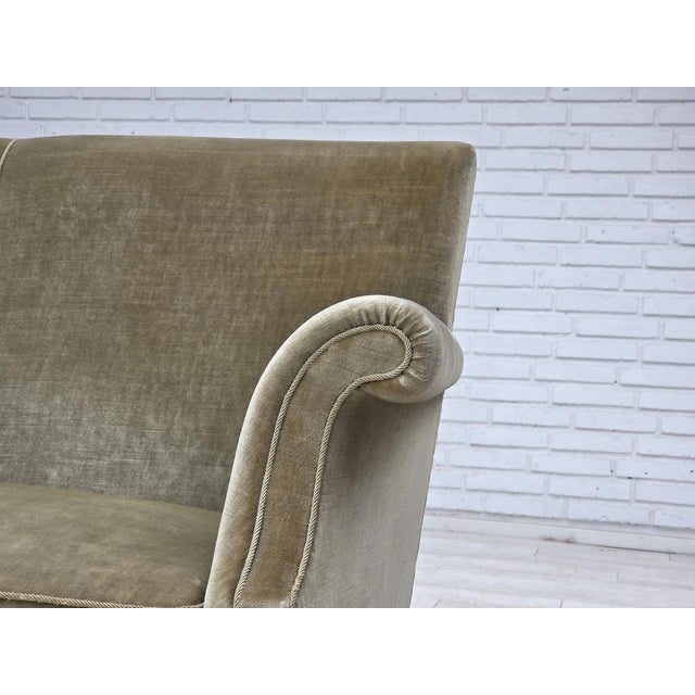 Green Danish 3-Seater Sofa in Light Green Velour, 1960s For Sale - Image 8 of 18