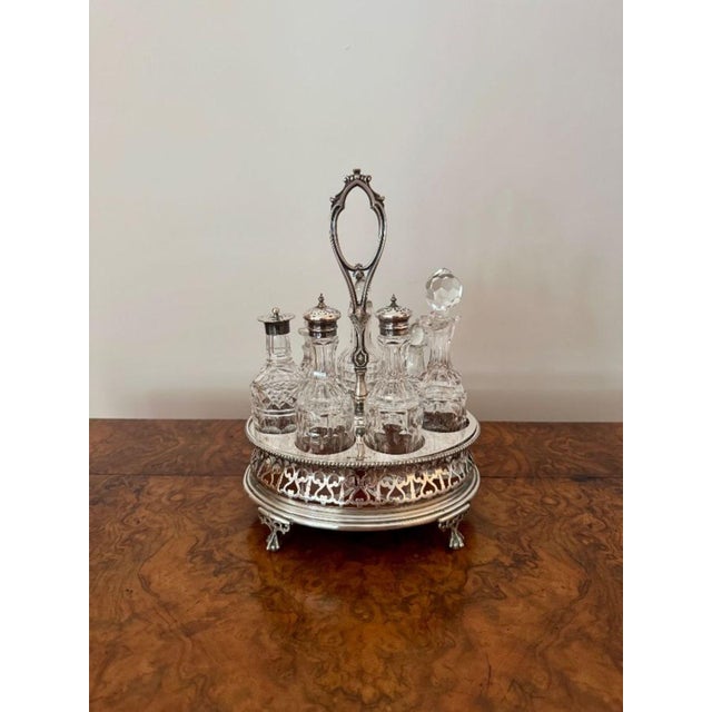 Metal Antique Victorian Silver Sterling Bottle Cruet Set by Elkington & Co, 1890s, Set of 8 For Sale - Image 7 of 11