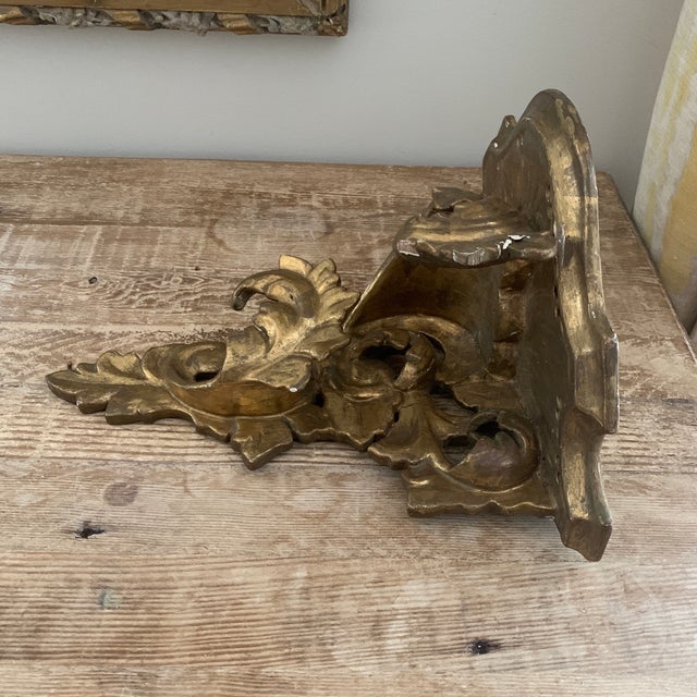 Antique Hand Carved Gilded Wood Decorative Wall Bracket Shelf Chairish