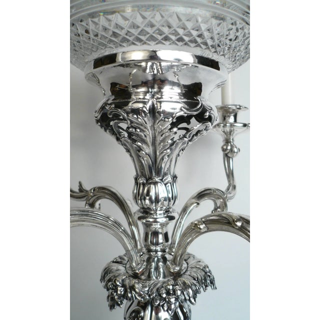 Mid 19th Century English Sheffield Plate Silver and Cut Crystal Epergne For Sale - Image 5 of 11