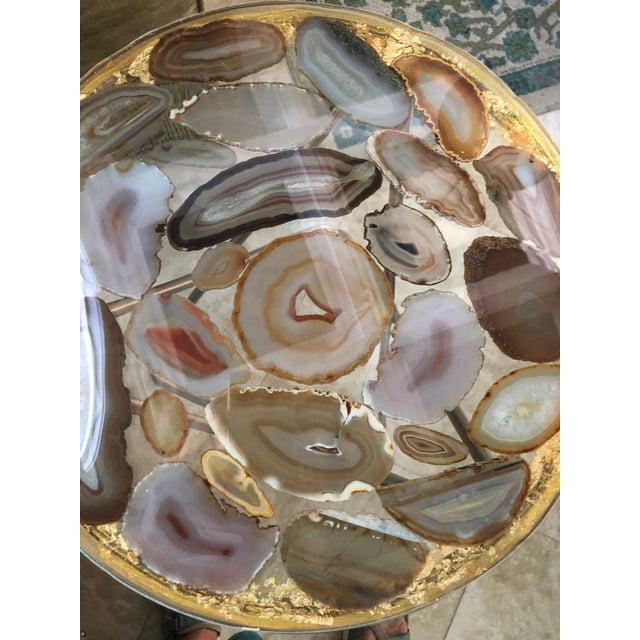Hollywood Regency Regency Agate Slices Side Table For Sale - Image 3 of 5