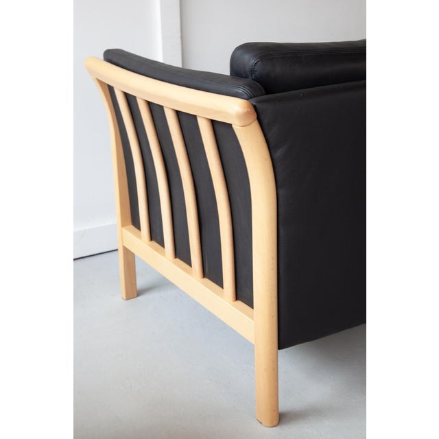 Mid-Century Modern Vintage Danish Three-Seater Sofa in Black Leather, 1970s For Sale - Image 3 of 6