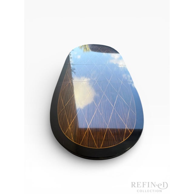 Wood Late 20th Century Neoclassical Zebrawood Inlaid Ebonized Dining Table, Attributed to Ralph Lauren for Henredon For Sale - Image 7 of 17