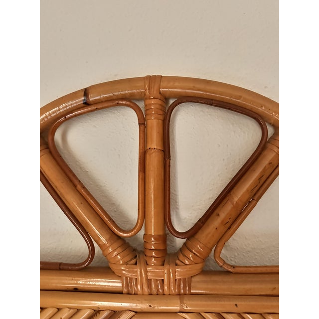 Arched Demi-Lune Console in Rattan and Bamboo with Mirror from Vivai del Sud, Italy, 1960s For Sale - Image 9 of 14