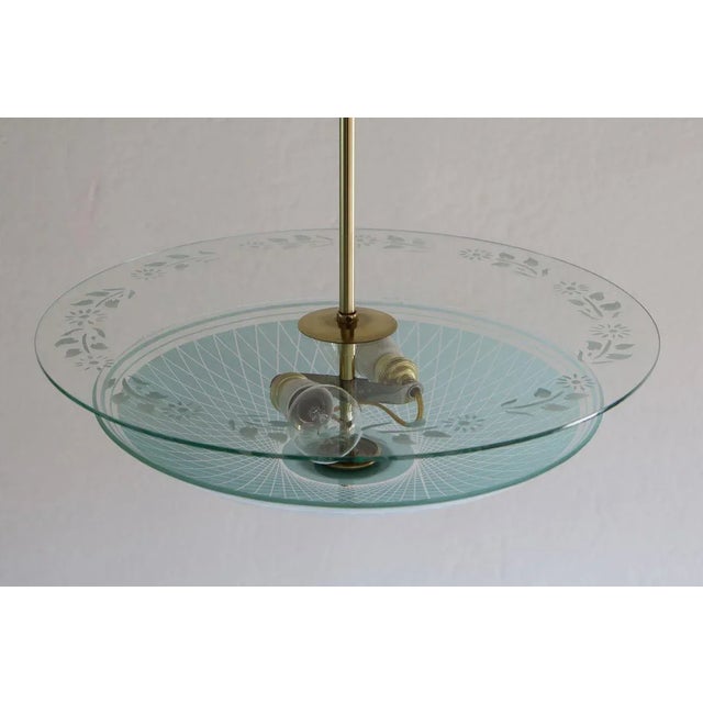Italian Turquoise Double Disc Pendant Lamp, 1950s For Sale - Image 4 of 13