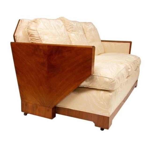 Art Deco British Walnut Three-Piece Lounge Suite, 1930 For Sale - Image 4 of 11