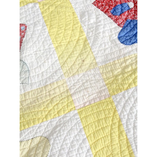 Yellow Vintage Sunbonnet Sue Quilt For Sale - Image 8 of 12