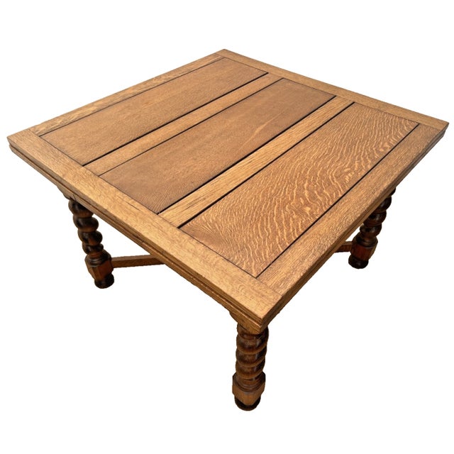 English Antique Expanding Pub Kitchen Dining Table Large Barley Twist Legs Quarter Sawn For Sale - Image 3 of 18