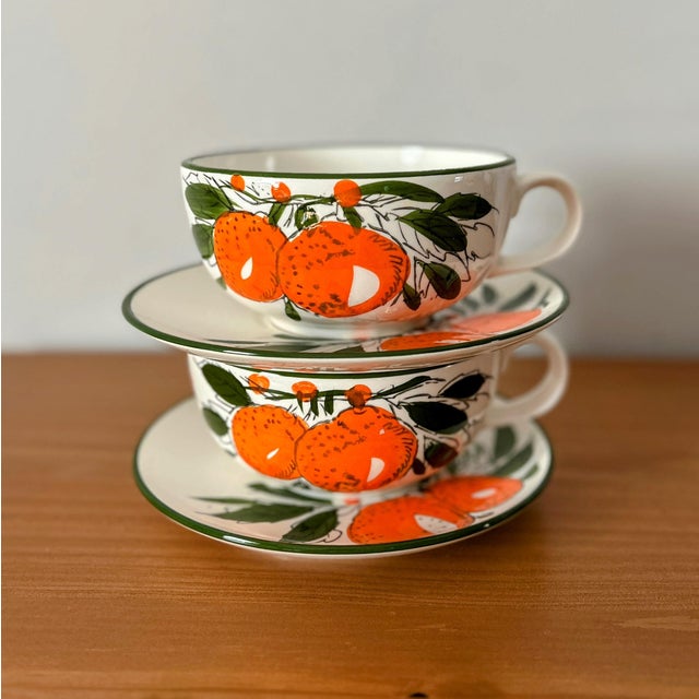 1960s Mid-Century Modern Oversized Citrus Orange Mugs For Sale - Image 11 of 12