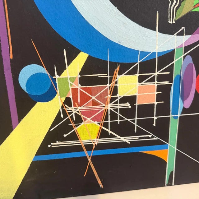 A 1980s Kandinsky Style Futurist Abstract Italian Oil Painting by Libero Vitali For Sale - Image 15 of 16