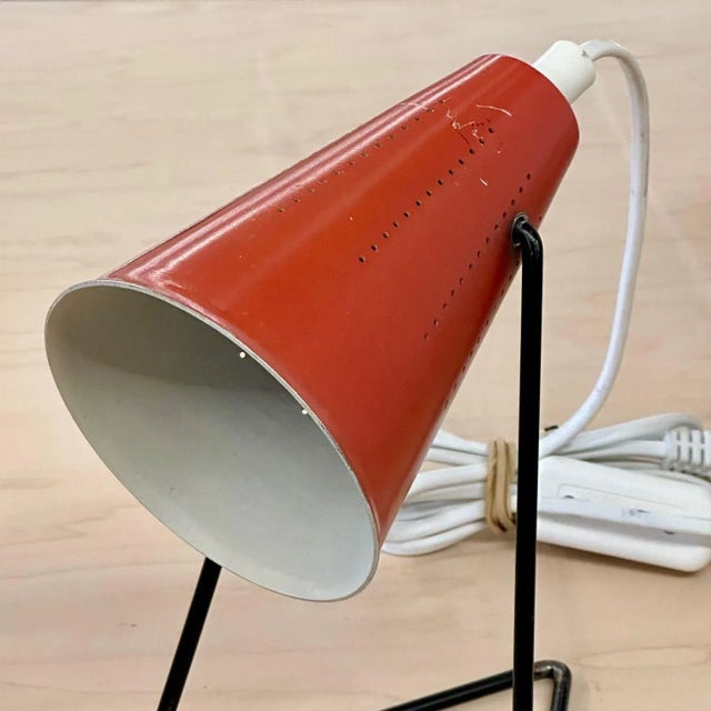 Metal Svend Aage Holm Sørensen, Mid-Century Modern, Small Table Lamps, Red Lacquer For Sale - Image 7 of 12
