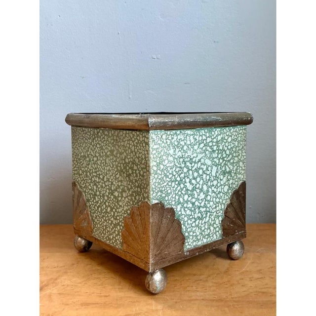 Vintage Painted Cache Pot With Shell Detail For Sale - Image 11 of 12