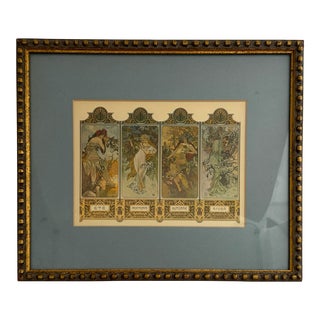 1960s Vintage Seasons by Alphonse Mucha Framed Print For Sale