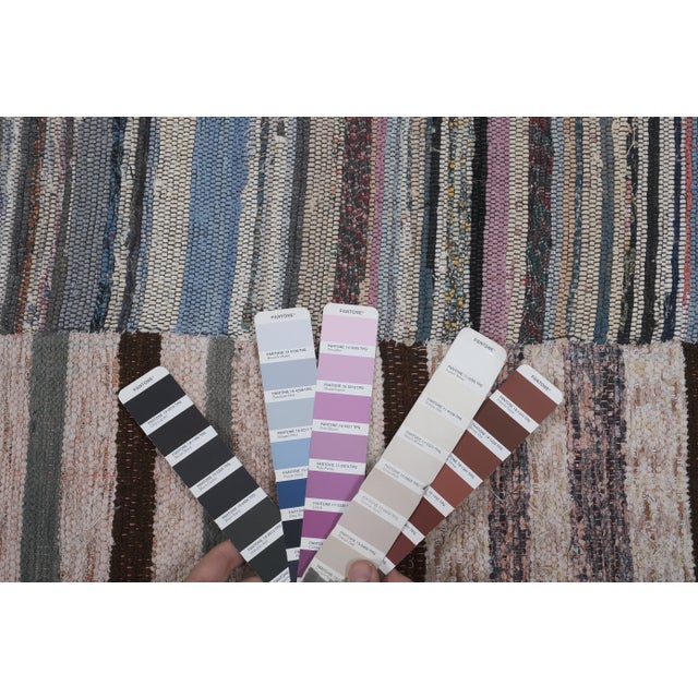 Striped Chaput Kilim, Colorful Cotton Turkish Rag Rug 8' X 10'6'' For Sale - Image 12 of 12