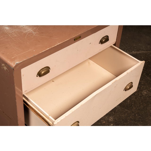 Vintage Metal Lowboy Dresser in Two-Tone Brown Enamel by Simmons For Sale - Image 11 of 14