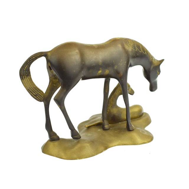 Mid 20th Century Mid 20th Century Solid Brass Mare and Foal Horses on a Base Figurines For Sale - Image 5 of 8