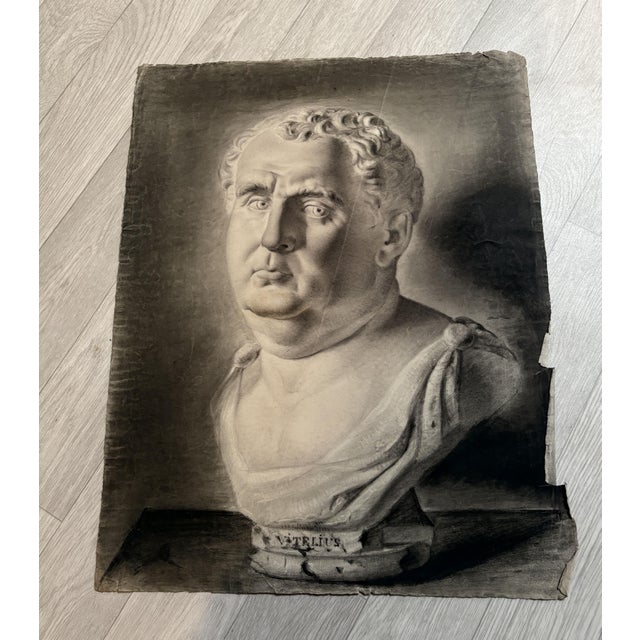 Drawing of Scultpture of Man, 19th Century, Paint on Paper For Sale - Image 4 of 4