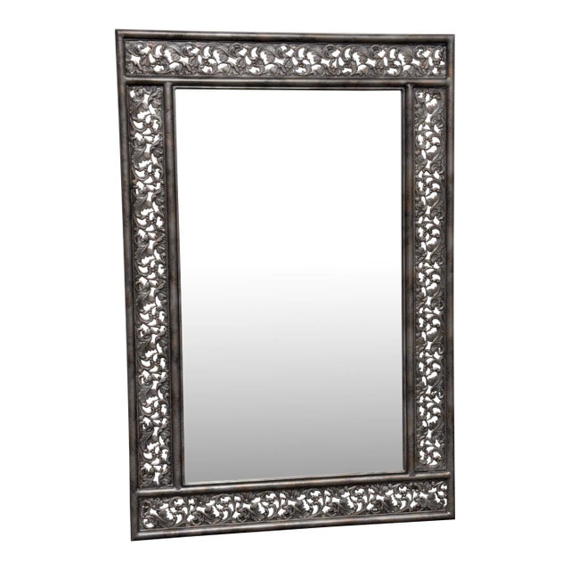 Metal Botanical Rectangular Wall Mirror For Sale