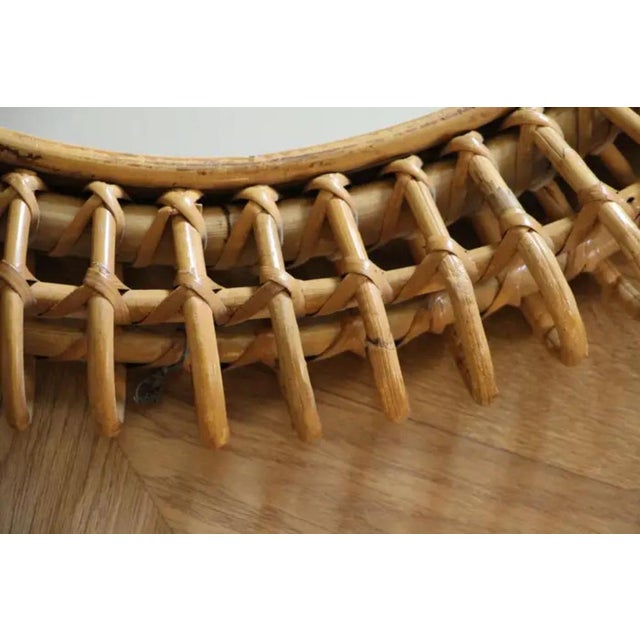 Rattan and Bamboo Round Wall Mirror by Franco Albini, 1960s For Sale - Image 13 of 15