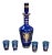 Cobalt Blue Enameled Glass Liquor Set Decanter and Glassesy - Set of 5 For Sale