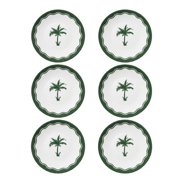 Fern & Co. For Anthropologie Palm Tree Dinner Plates - Set of 6 For Sale