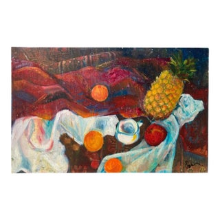 Still Life With Fruit (Contemporary Impressionist Oil Painting), Bika Tsaava For Sale