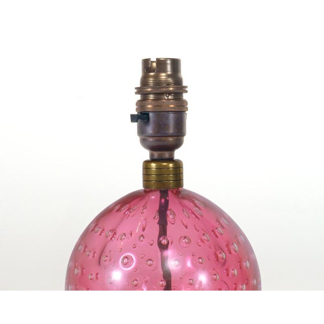 Mid-Century Modern Vintage Pink Bullicante Murano Glass Table Lamp by Archimede Seguso, 1960s For Sale - Image 3 of 6