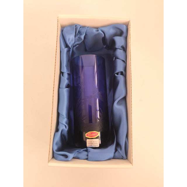 Moser “Royal Blue” Hand-Cut Crystal Vase For Sale - Image 10 of 13