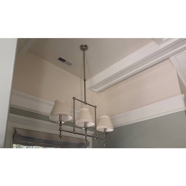 Chrome Pendant Chandelier With Pleated Shades For Sale - Image 13 of 13