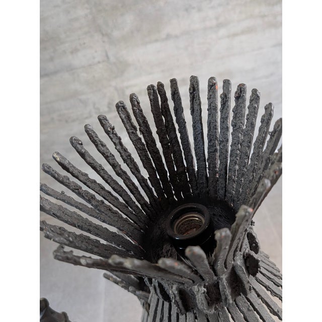 Brutalist Thistle-Shaped 5-Light Floor Lamp in Black Wrought Iron, 1970s For Sale - Image 13 of 16