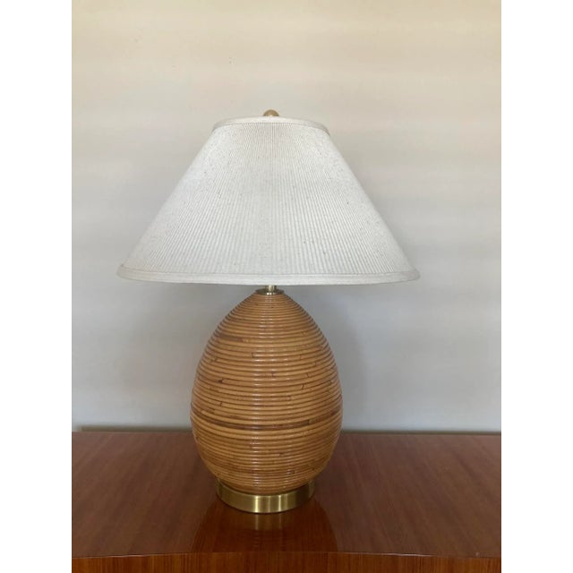 1970s Pencil Reed Lamps With Micro Pleat Shades in the Style of Gabriella Crespi - 2 available For Sale In Los Angeles - Image 6 of 13