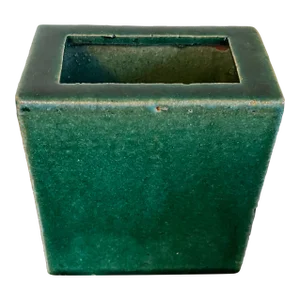 Antique 19th Century Chinese Export Porcelain Green Monochrome Glaze Pillow Form Flower Brick Block Vase