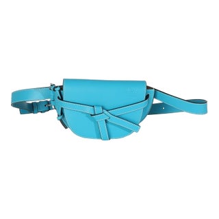 Blue Calfskin Mini Gate Belt Bag For Sale