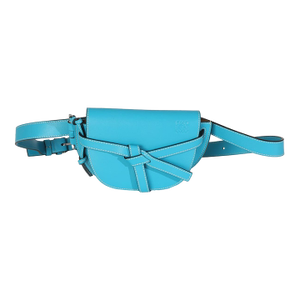 Blue Calfskin Mini Gate Belt Bag