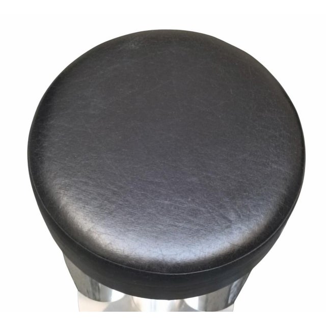 Tall Chrome and Leather Bar Stools, Italy, 1970s, Set of 2 For Sale - Image 6 of 8