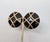 1980s goldtone round domed black enamel clip earrings. Marked "courrèges paris" inside the back. Measure: 1 5/16 inches...