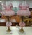 Pink Mid 20th Century Fenton Art Glass and Marble Hurricane Table Lamps - a Pair For Sale - Image 8 of 10