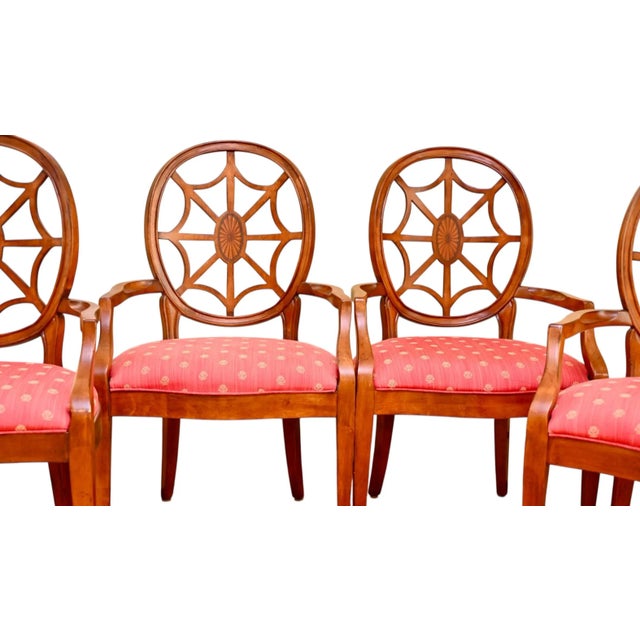 Late 20th Century Ethan Allen Spider Back Arm Chairs - Set of 4 For Sale - Image 10 of 12