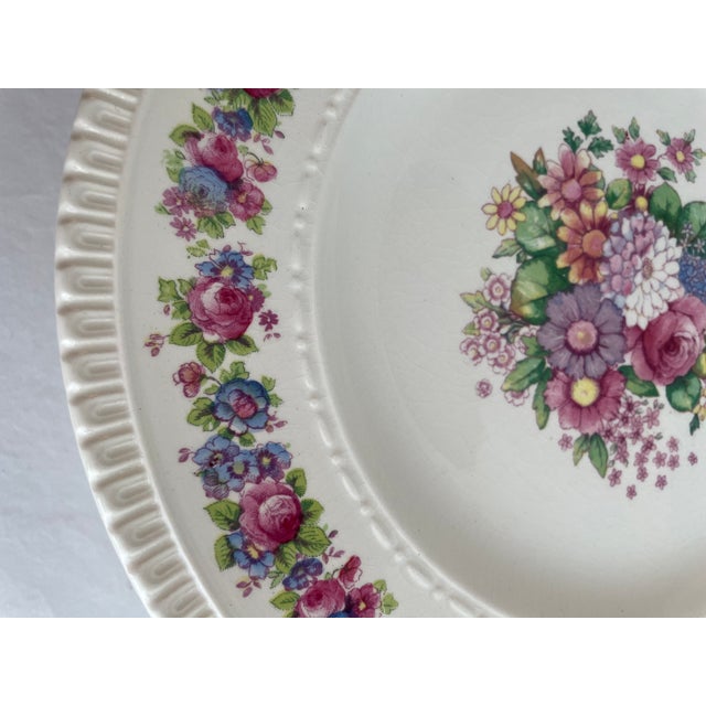 Antique Crescent Ivory & Sons Flowered Plates- Set of 12 For Sale - Image 4 of 8