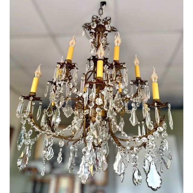 Antique Crystal Chandelier, 1890s For Sale - Image 10 of 13