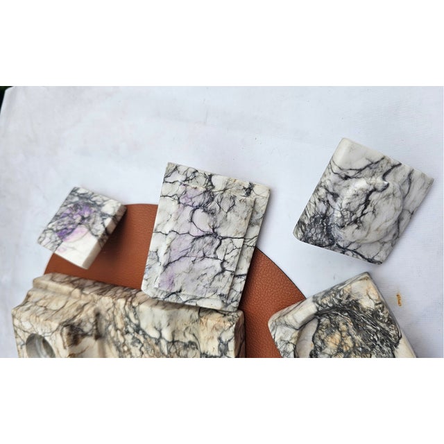 Art Deco Marble Inkwell and Blotter, 1920s, Set of 8 For Sale - Image 6 of 15