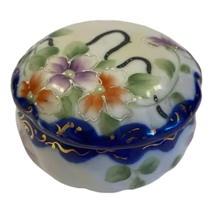 1970s Hand Painted Lidded Porcelain Trinket Box