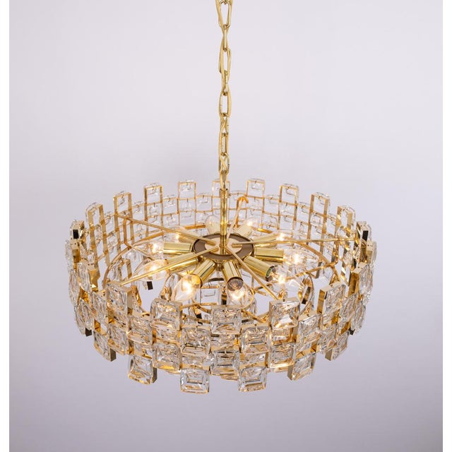 Large Gilt Brass Crystal Chandelier by Sciolari for Palwa, Germany, 1970s For Sale - Image 13 of 18